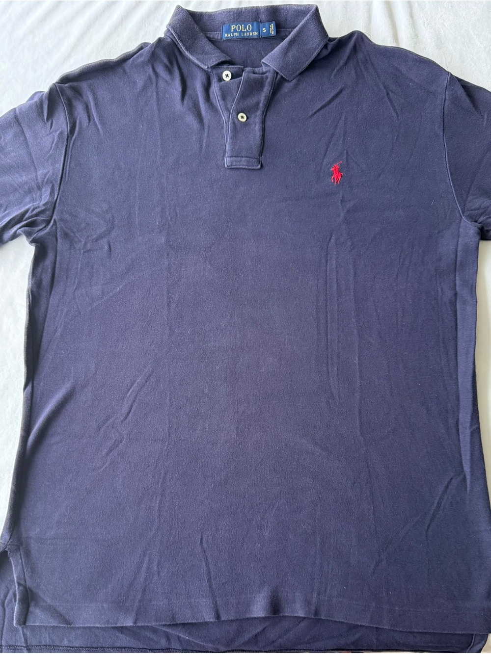 Ralph Lauren Navy Polo Shirt with Red Pony Embroidery soft touch
